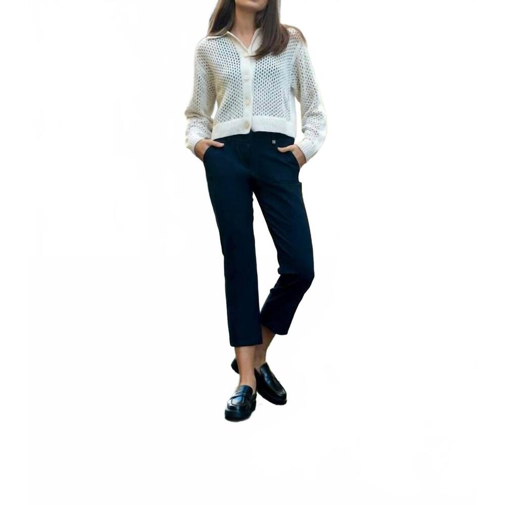 NEW RAFFAELLO ROSSI dora cropped trouser in navy blue